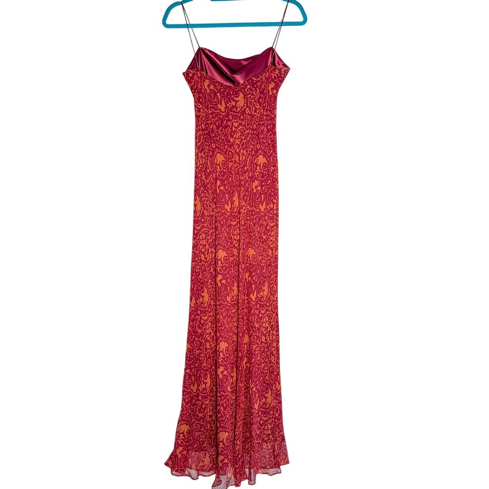 Laundry by Shelli Segal 100% Silk Paisley Rhinestone Maxi Dress Size 10 - Picture 5 of 17